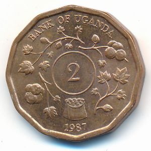 Уганда, 2 шиллинга (1987 г.)