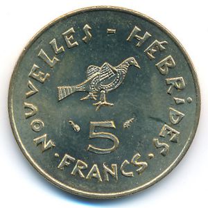 New Hebrides, 5 francs, 1979
