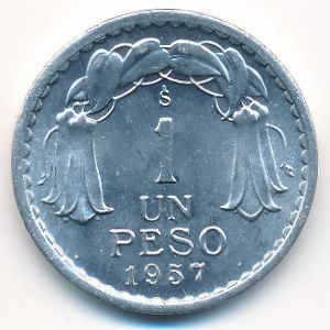 Chile, 1 peso, 1957