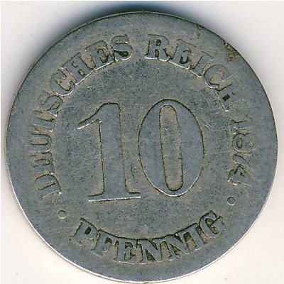 Германия, 10 пфеннигов (1874 г.)