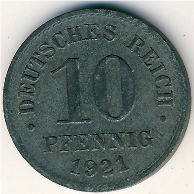 Германия, 10 пфеннигов (1921 г.)