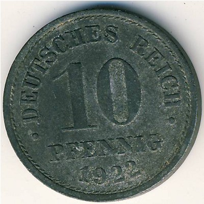 Германия, 10 пфеннигов (1922 г.)