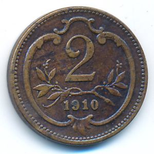 Австрия, 2 геллера (1910 г.)