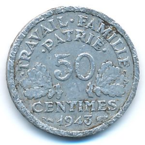 France, 50 centimes, 1943