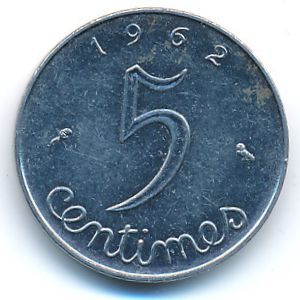 France, 5 centimes, 1962
