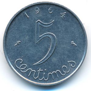 France, 5 centimes, 1964
