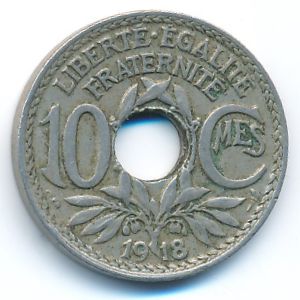 Франция, 10 сентим (1918 г.)