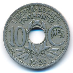 France, 10 centimes, 1922