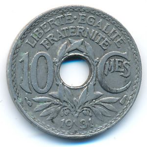 Франция, 10 сентим (1931 г.)