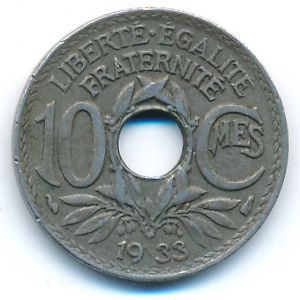 Франция, 10 сентим (1933 г.)