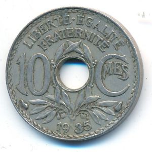 France, 10 centimes, 1935