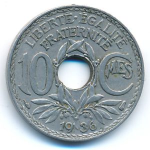 Франция, 10 сентим (1936 г.)