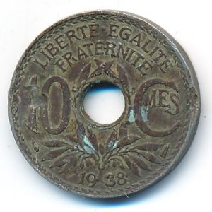 France, 10 centimes, 1938