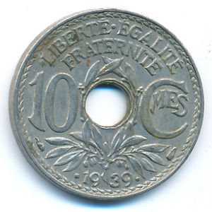 France, 10 centimes, 1939