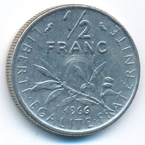 Франция, 1/2 франка (1966 г.)