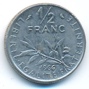 Франция, 1/2 франка (1966 г.)