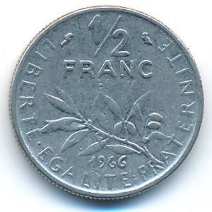 Франция, 1/2 франка (1966 г.)
