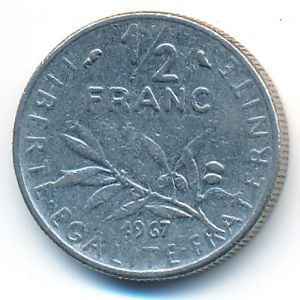 Франция, 1/2 франка (1967 г.)