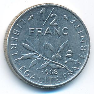 Франция, 1/2 франка (1968 г.)