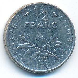 Франция, 1/2 франка (1970 г.)