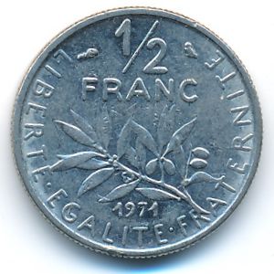 Франция, 1/2 франка (1971 г.)