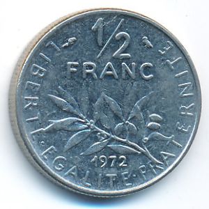 Франция, 1/2 франка (1972 г.)
