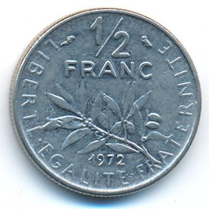 Франция, 1/2 франка (1972 г.)