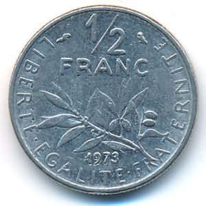 Франция, 1/2 франка (1973 г.)