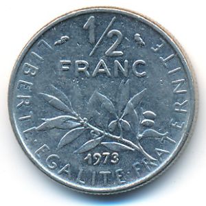 Франция, 1/2 франка (1973 г.)