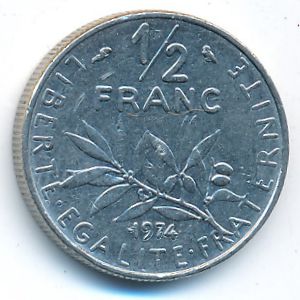 Франция, 1/2 франка (1974 г.)