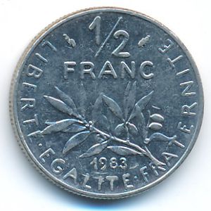 Франция, 1/2 франка (1983 г.)
