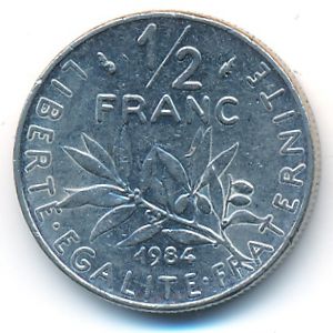 Франция, 1/2 франка (1984 г.)