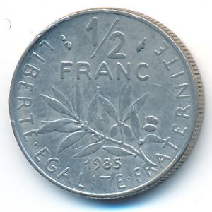 Франция, 1/2 франка (1985 г.)