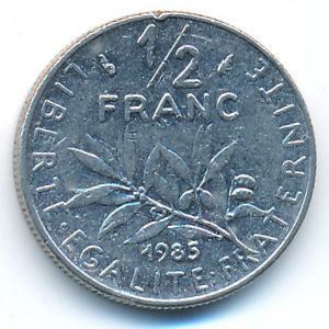 Франция, 1/2 франка (1985 г.)