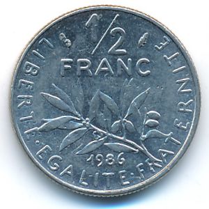 Франция, 1/2 франка (1986 г.)