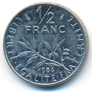Франция, 1/2 франка (1986 г.)