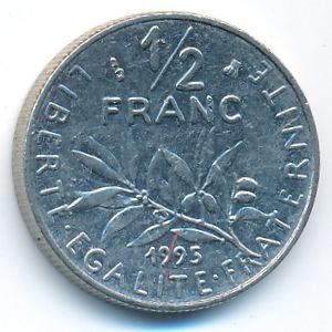 Франция, 1/2 франка (1995 г.)