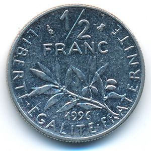 Франция, 1/2 франка (1996 г.)