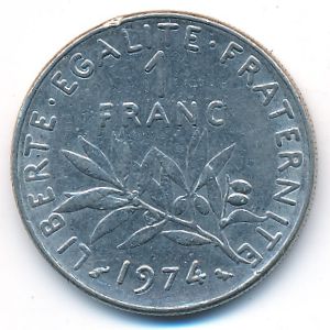 Франция, 1 франк (1974 г.)
