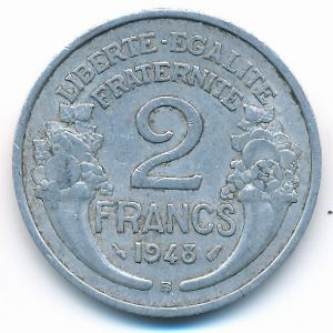 France, 2 francs, 1948