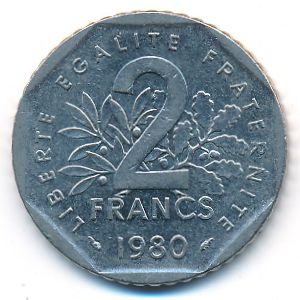 Франция, 2 франка (1980 г.)
