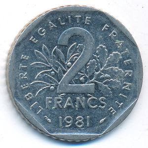 Франция, 2 франка (1981 г.)