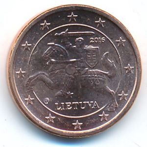 Lithuania, 1 euro cent, 2016