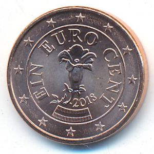Austria, 1 euro cent, 2018