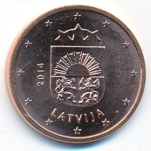 Латвия, 5 евроцентов (2014 г.)