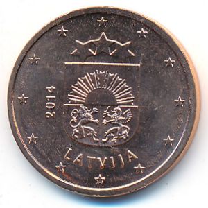 Латвия, 5 евроцентов (2014 г.)