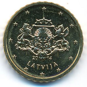 Латвия, 10 евроцентов (2014 г.)