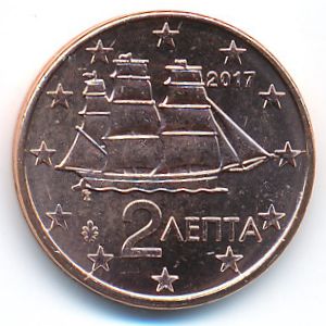 Греция, 2 евроцента (2017 г.)