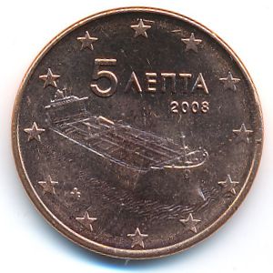 Греция, 5 евроцентов (2008 г.)