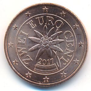 Австрия, 2 евроцента (2017 г.)